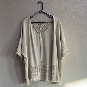 Bad‎ Little Country Girl Tina Linen Blend Cardigan Tab Fringe Sz XL BoHo